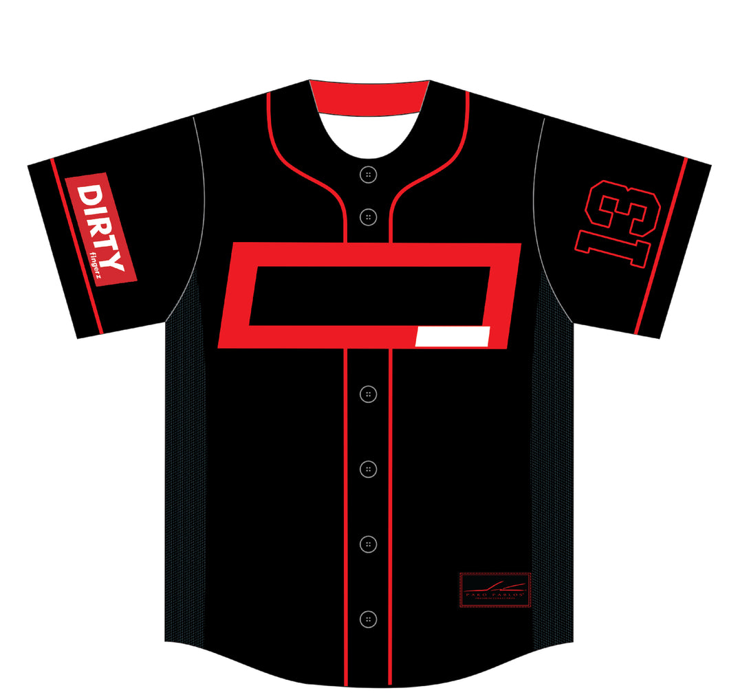 RED RECTANGLE BASEBALL JERSEY (BLACK)