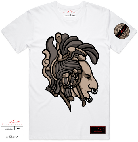 AZTEK HEAD TAN TSHIRT (WHITE)